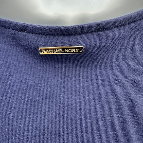 Michael Kors Grommet Lace-Up Tunic Dress Womens 3X Navy Blue Short Sleeve Resort - Picture 9 of 13